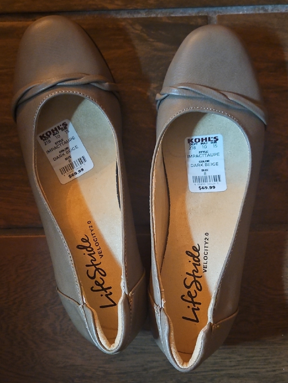 Life Stride Women's Dark Beige/Taupe Slip-On Ballet Flats